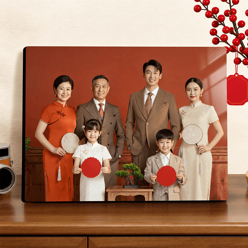 Family portrait displayed as a photo panel