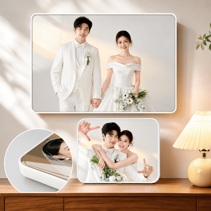 White-edged wedding photo panel