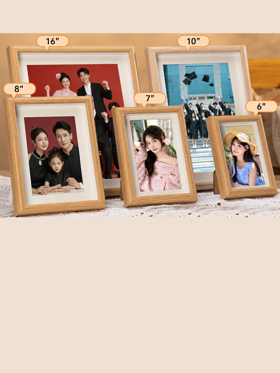 Gallery frame sizes from six inches to sixteen inches
